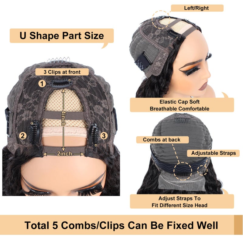 ROYAL IMPRESSION U Part Human Hair Wig Deep Wave 18 Inch 200% Density Brazilian Deep Wave U Part Wigs for Black Women 12A Full Head Clip in Half Wig Glueless No Leave Out Lace Front Wig 3X Longer Lifespan - Image 5